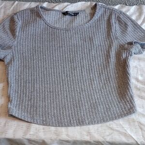 SHEIN Gray Ribbed Crop Top